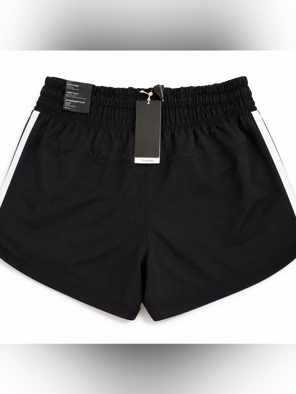 Adidas Women's Pacer 3-Stripes Running Shorts NWT Black Size L - Picture 2 of 2
